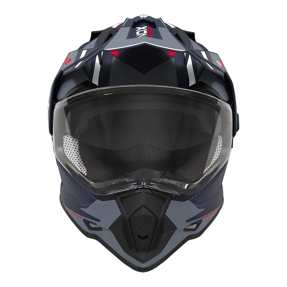 NOX motorcycle cross helmet N312 DRONE matt blue / red