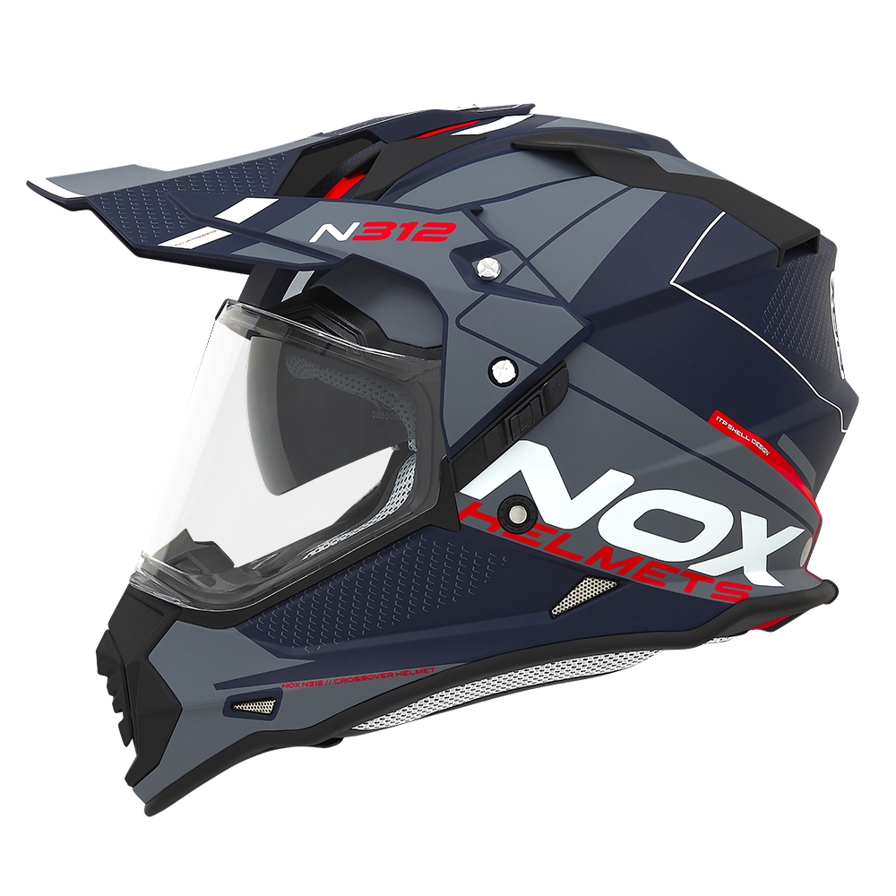 NOX casque cross moto N312 DRONE bleu mat / rouge