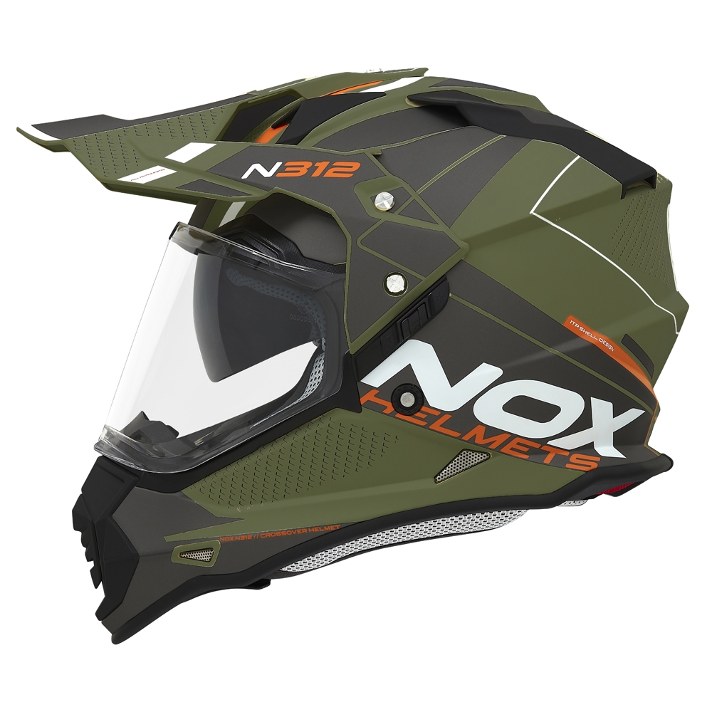 NOX casque cross moto N312 DRONE kaki mat / orange