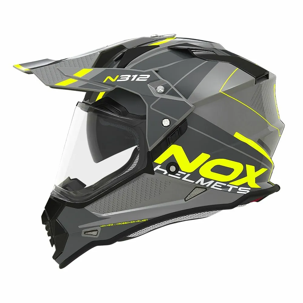 NOX casque cross moto N312 DRONE gris nardo / jaune