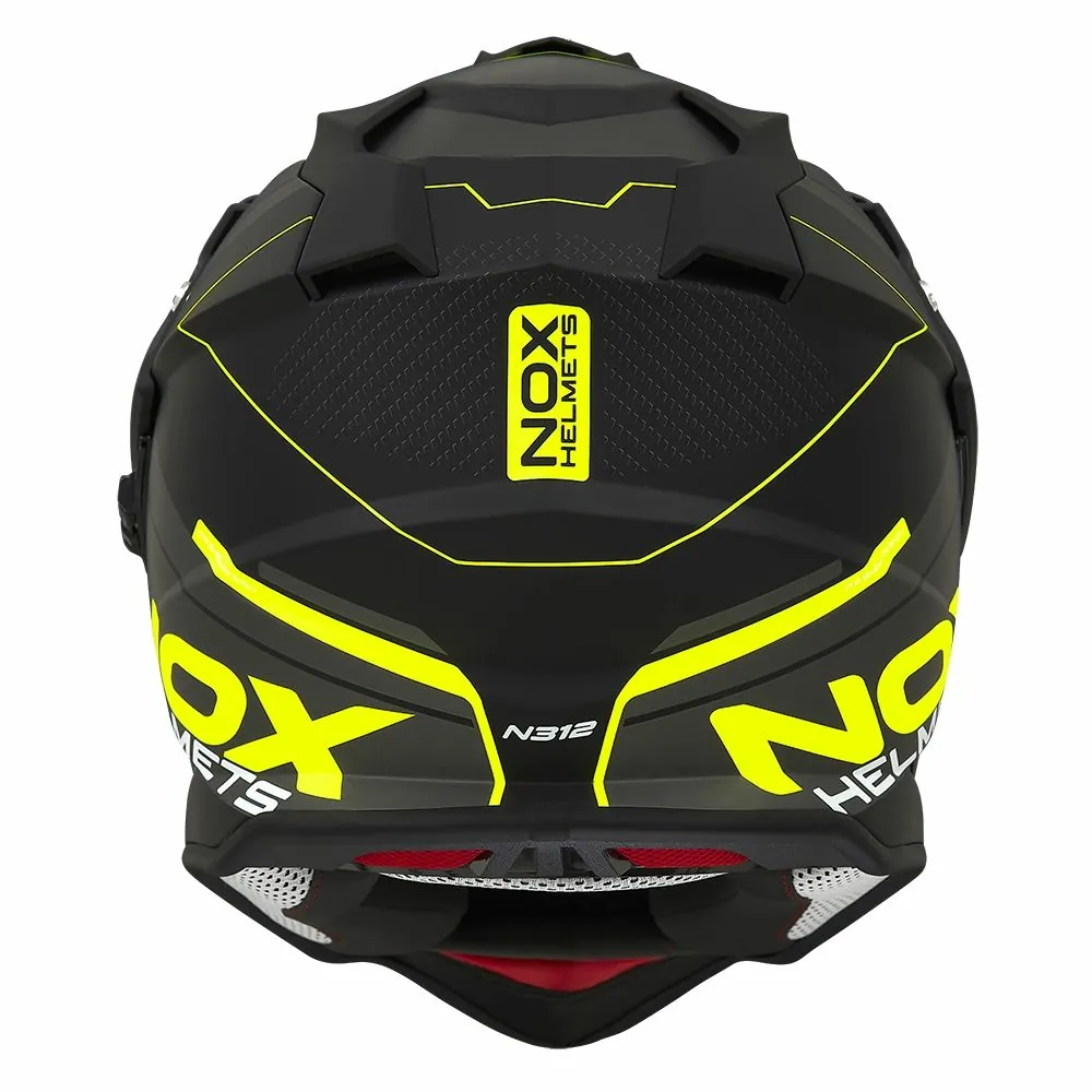 NOX casque cross moto N312 DRONE noir mat / jaune