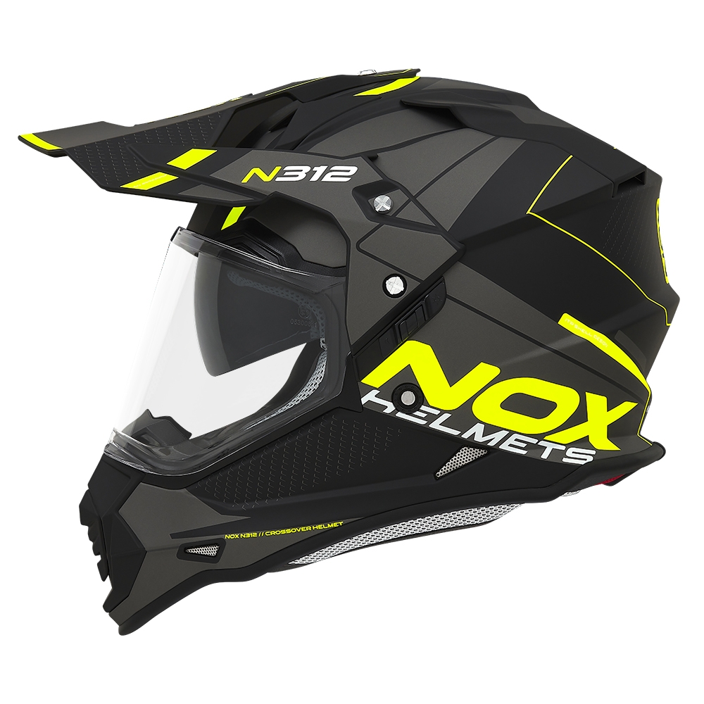 NOX casque cross moto N312 DRONE noir mat / jaune