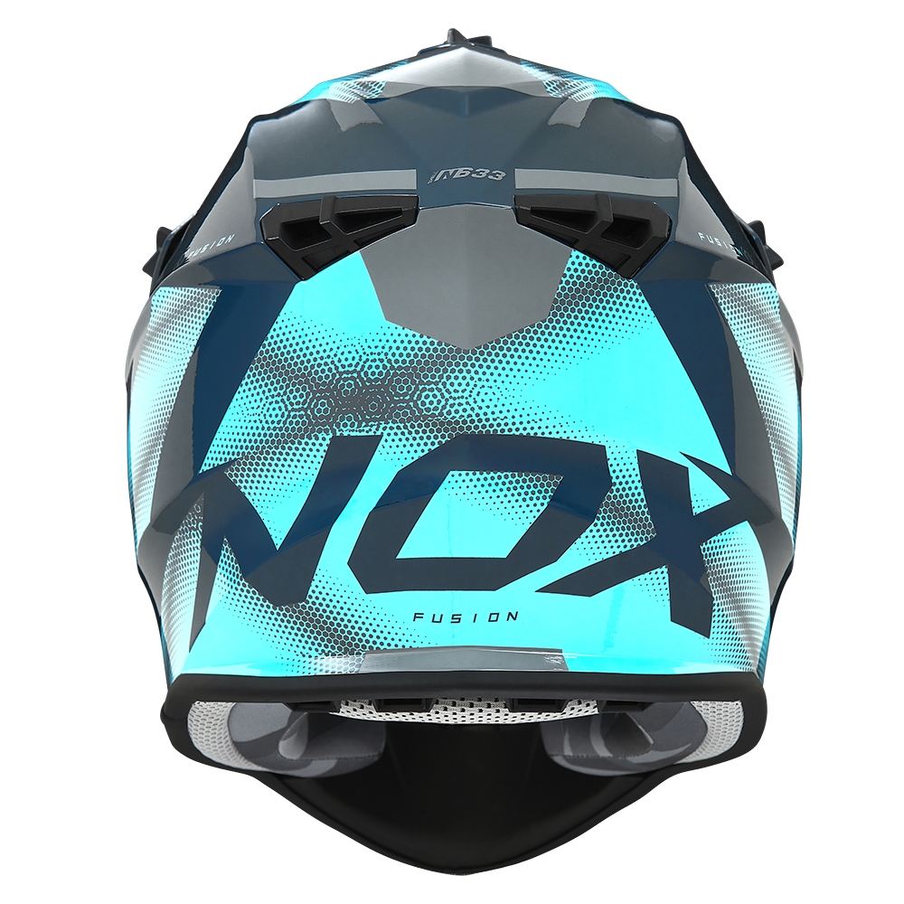 NOX casque cross moto N633 FUSION gris nardo / bleu irridium
