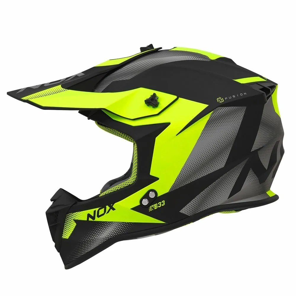 NOX casque cross moto N633 FUSION noir mat / jaune