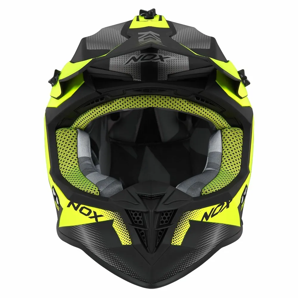 NOX casque cross moto N633 FUSION noir mat / jaune