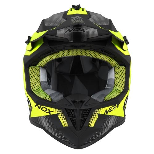 NOX casque cross moto N633 FUSION noir mat / jaune
