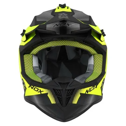 NOX casque cross moto N633 FUSION noir mat / jaune