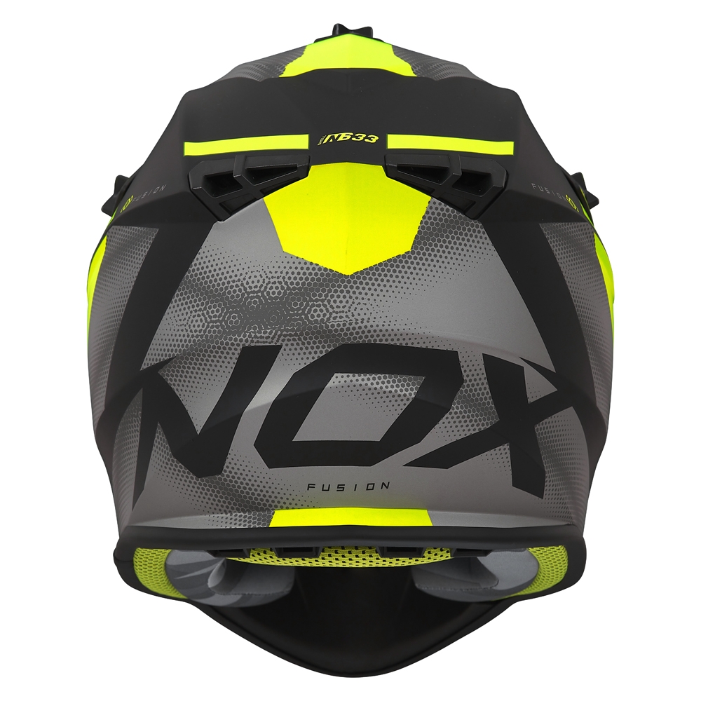 NOX casque cross moto N633 FUSION noir mat / jaune