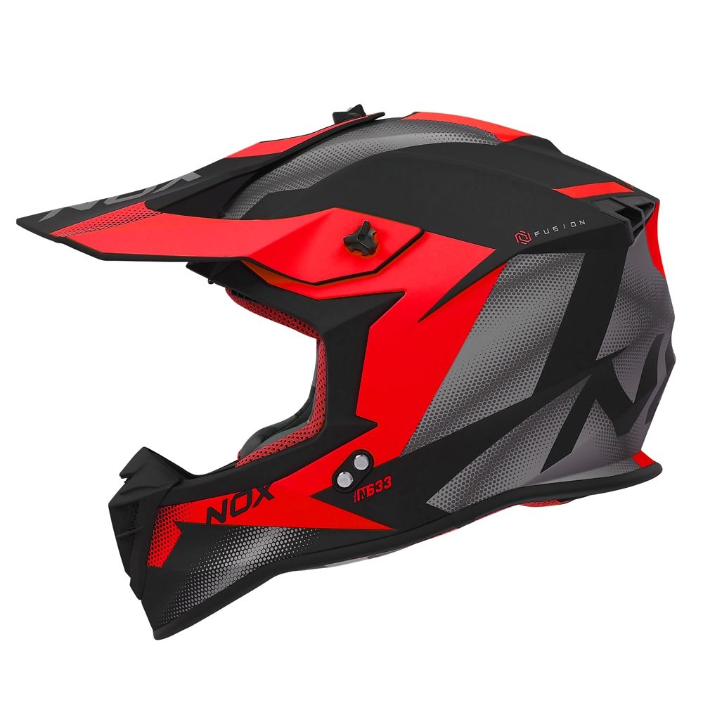 NOX motorcycle cross helmet N633 FUSION matt black / red