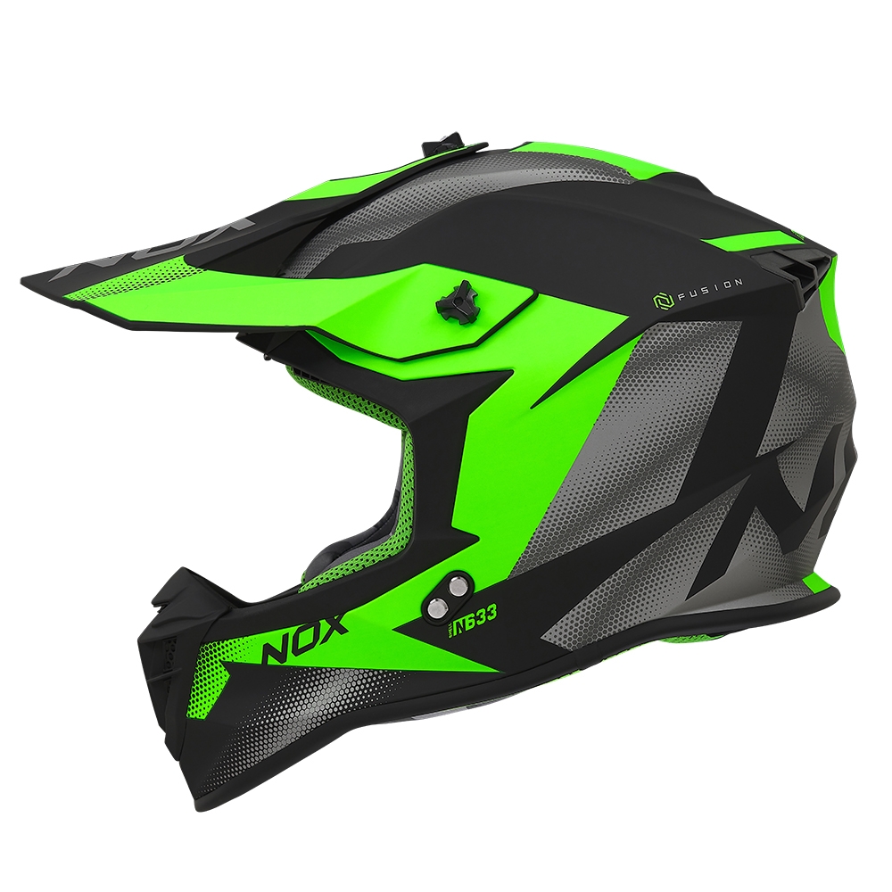 NOX motorcycle cross helmet N633 FUSION matt black / green