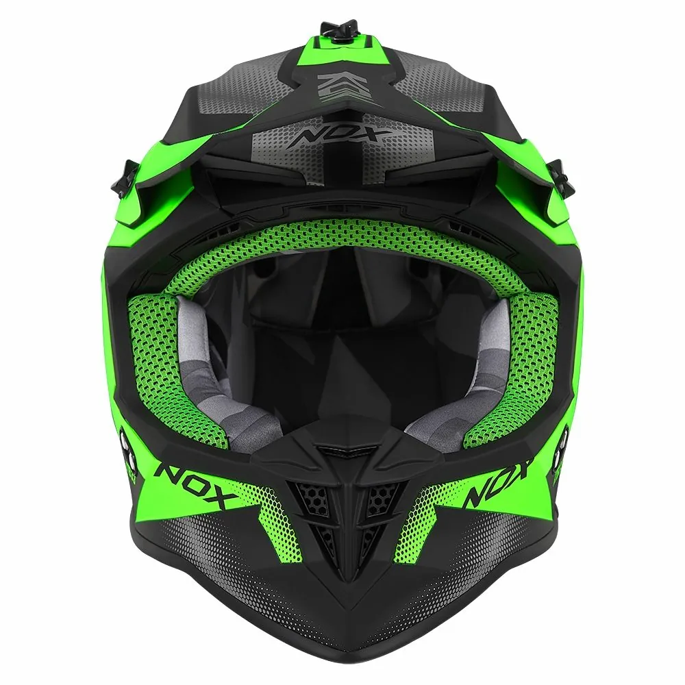 NOX casque cross moto N633 FUSION noir mat / vert