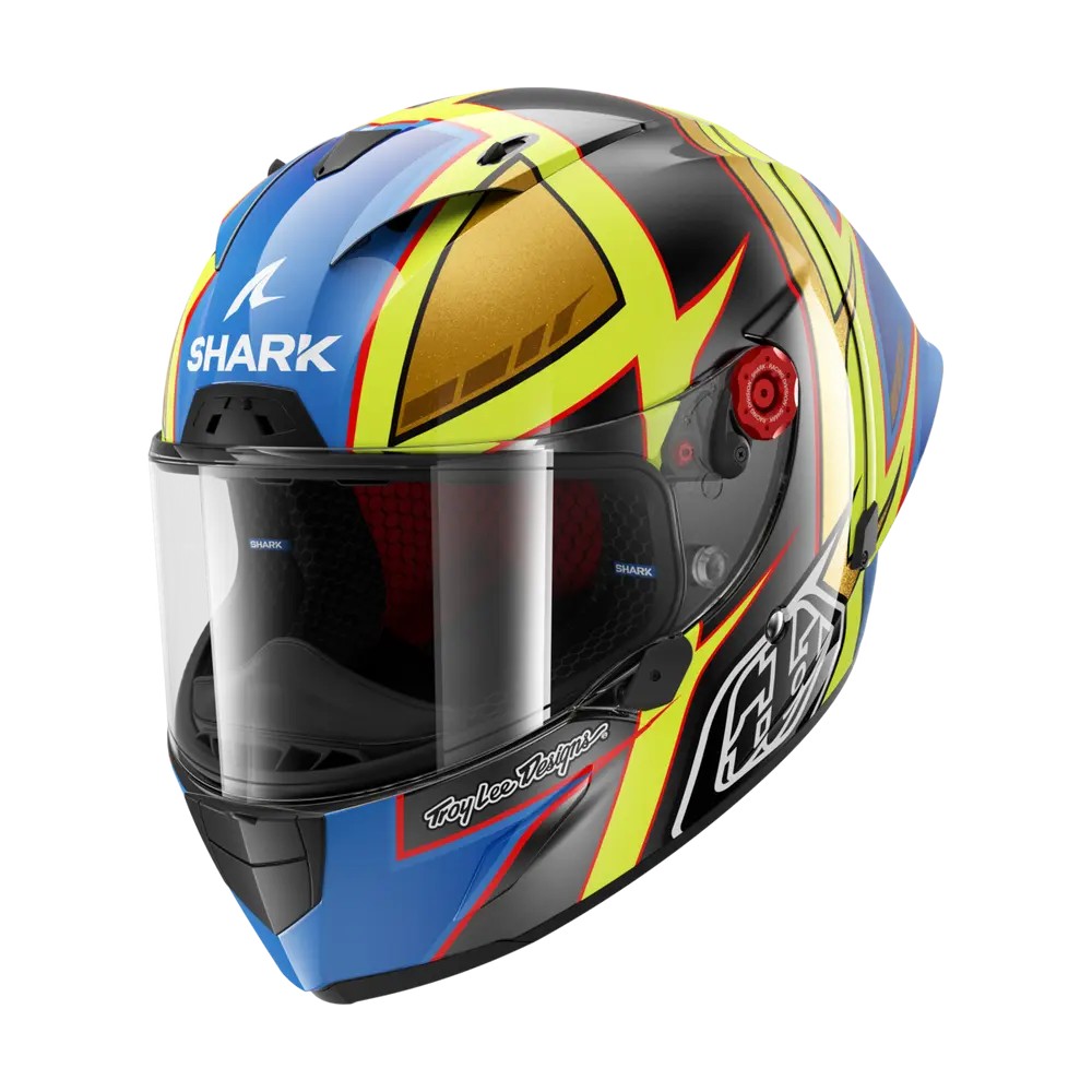 SHARK casque moto intégral RACE-R PRO GP-06 REPLICA CAM PETERSEN anthracite / jaune / bleu