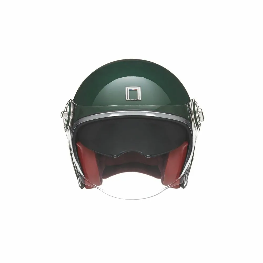 NOX casque jet vintage moto scooter HERITAGE vert Anglais brillant