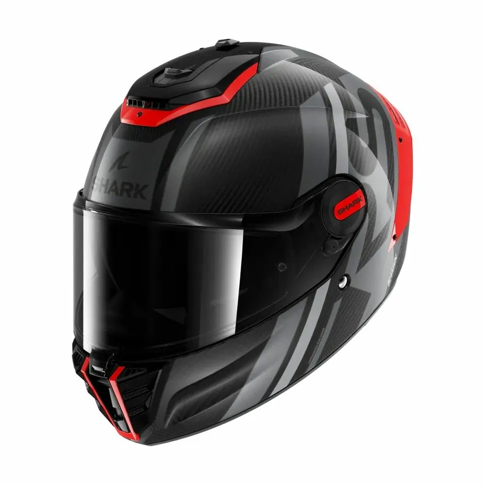 SHARK casque moto intégral SPARTAN RS CARBON SHAWN carbone / rouge / gris