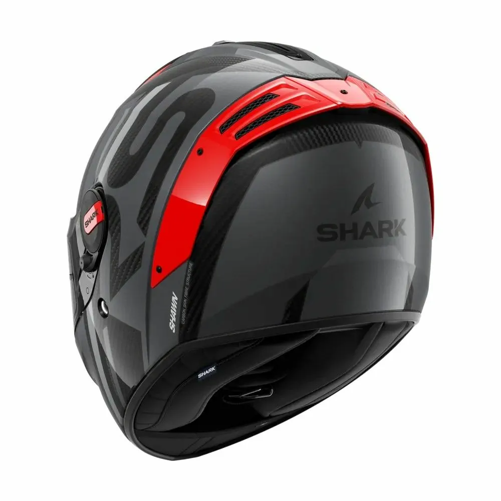 SHARK casque moto intégral SPARTAN RS CARBON SHAWN carbone / rouge / gris