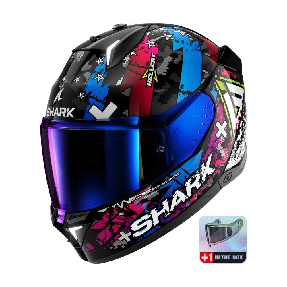 SHARK casque moto intégral SKWAL i3 HELLCAT noir / chrome / bleu