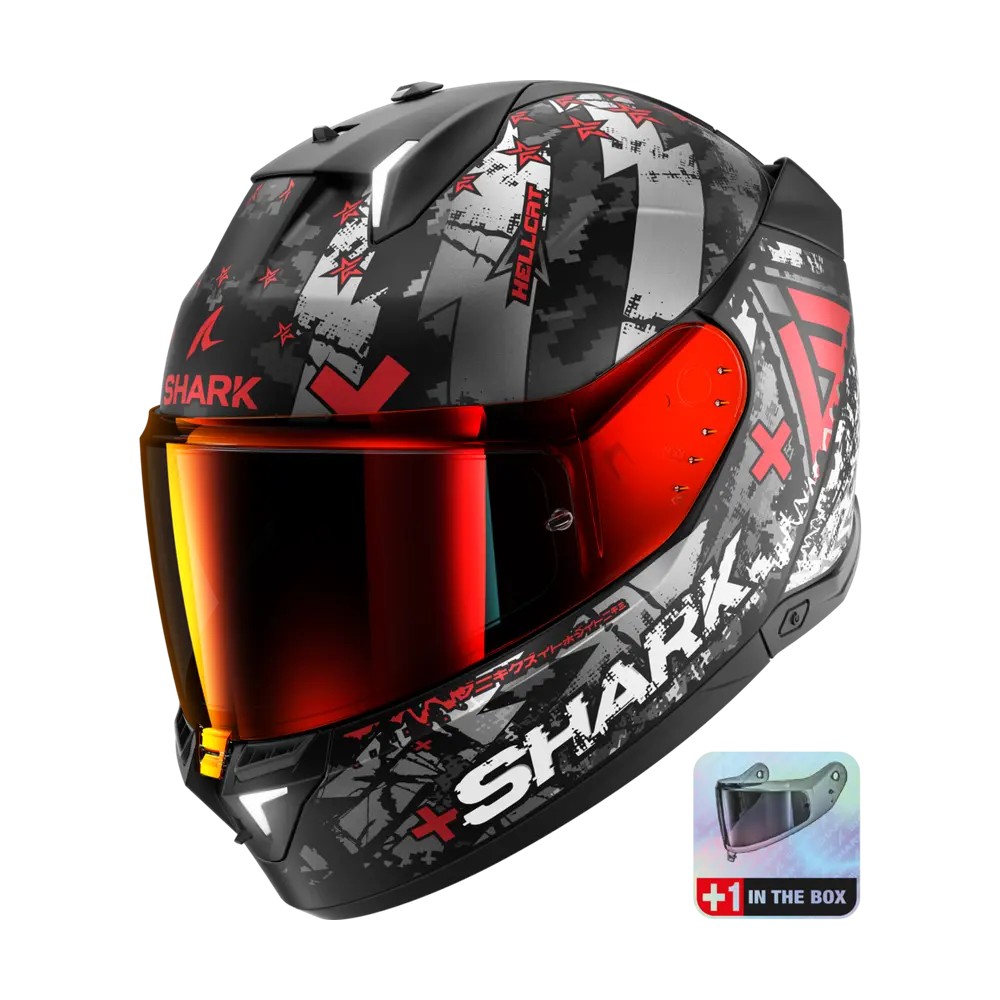SHARK casque moto intégral SKWAL i3 HELLCAT noir mat / chrome / rouge