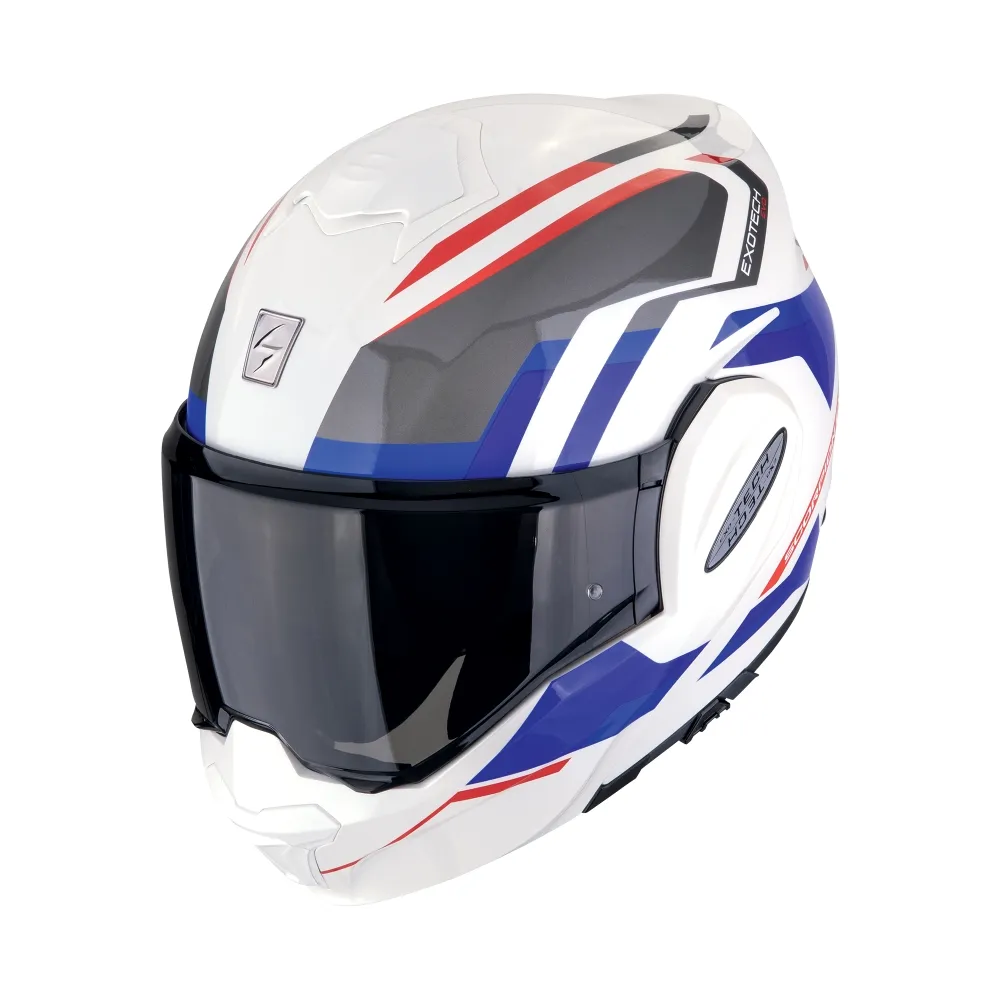 SCORPION casque modulaire EXO-TECH EVO FURIO moto scooter Blanc / Rouge / Bleu