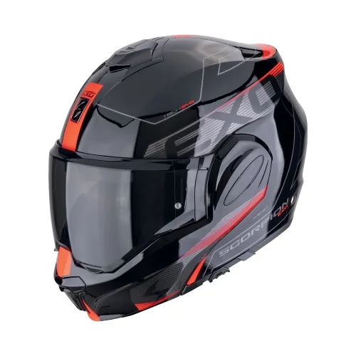 SCORPION flipback helmet EXO-TECH EVO TRAVELLER moto scooter Black / Red