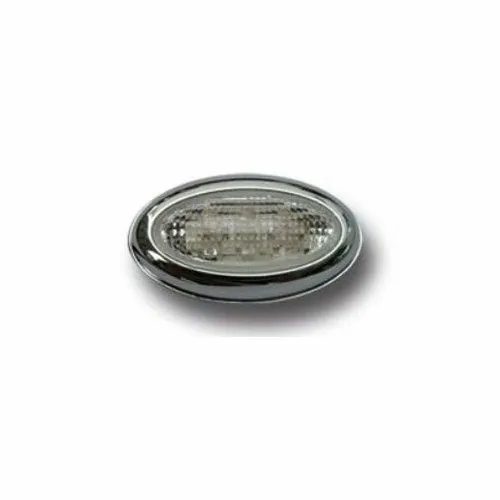 Mini Clignotants OVALES blanc à LED N°7 bord ALU ou NOIR homologué E11