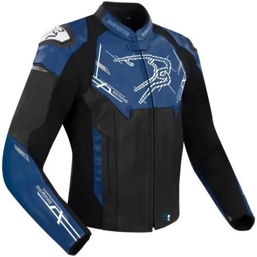 BERING blouson moto scooter SNAP cuir homme toutes saisons BCB582 - Noir/Bleu