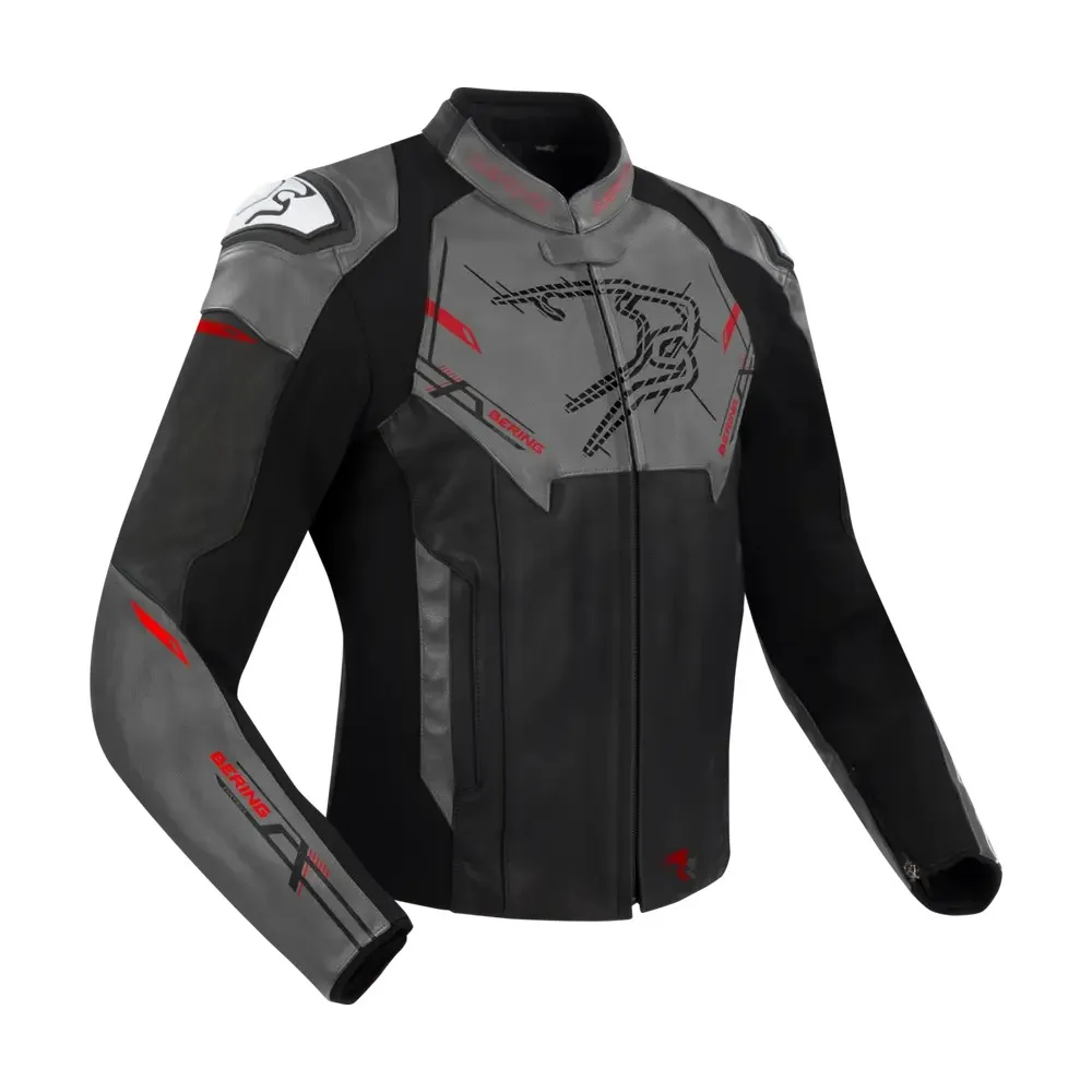 BERING motorcycle scooter jacket SNAP man all seasons leather BCB588 - Black/Grey