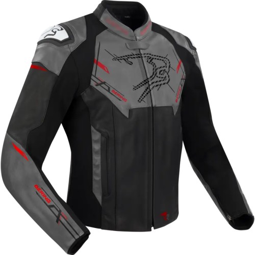 BERING motorcycle scooter jacket SNAP man all seasons leather BCB588 - Black/Grey