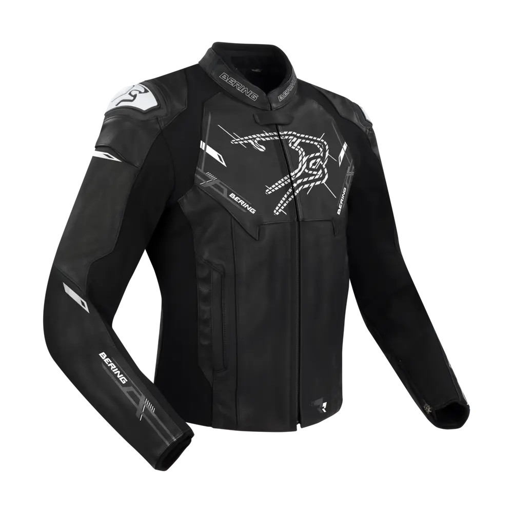 BERING motorcycle scooter jacket SNAP man all seasons leather BCB589 - Black/White