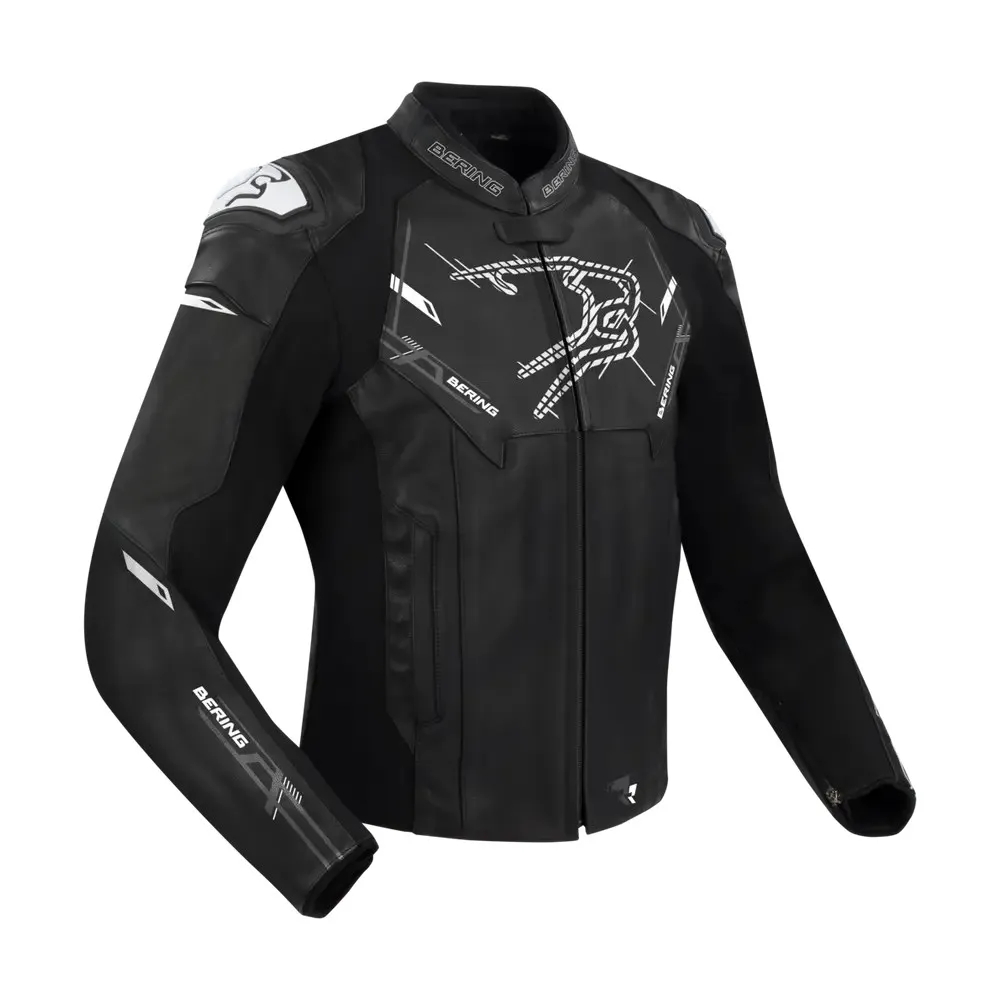 BERING motorcycle scooter jacket SNAP man all seasons leather BCB589 - Black/White