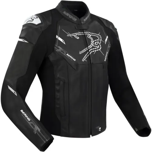 BERING blouson moto scooter SNAP cuir homme toutes saisons BCB589 - Noir/Blanc