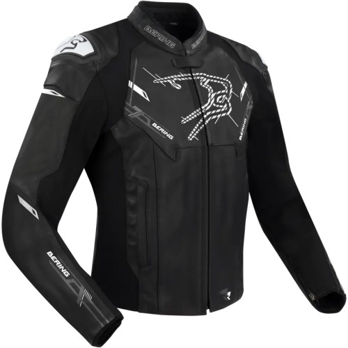 BERING motorcycle scooter jacket SNAP man all seasons leather BCB589 - Black/White