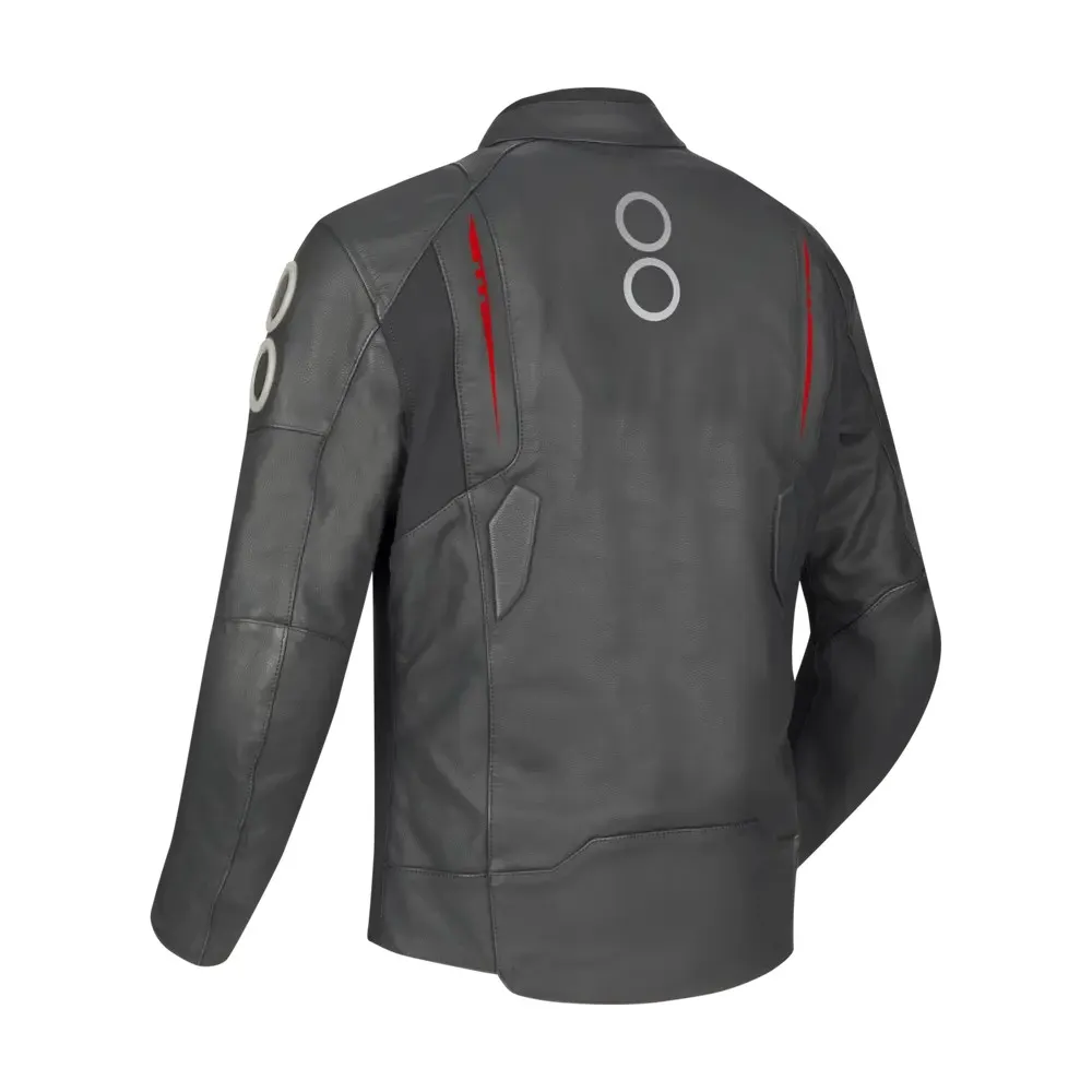 BERING blouson moto scooter RADIAL cuir homme toutes saisons BCB601 - Noir/Rouge