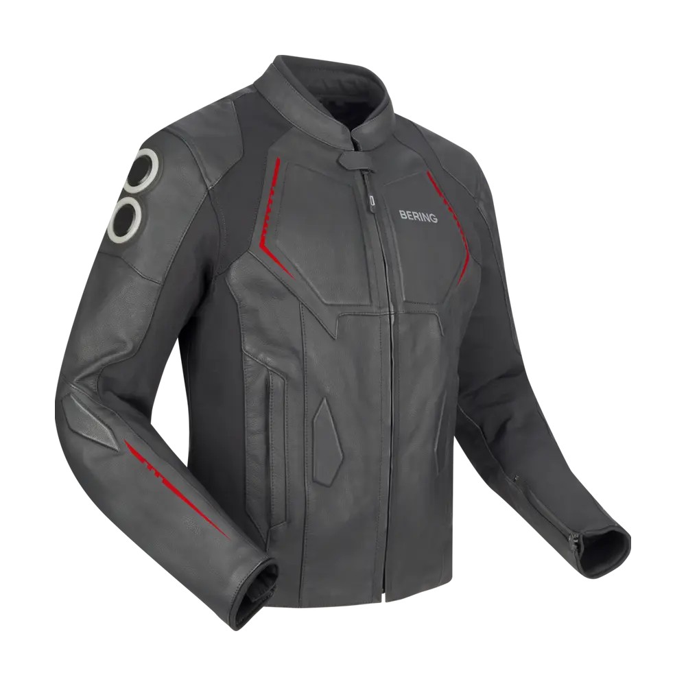 BERING motorcycle scooter jacket RADIAL man all seasons leather BCB601 - Black/Red