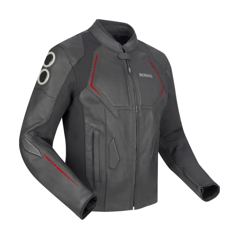 BERING motorcycle scooter jacket RADIAL man all seasons leather BCB601 - Black/Red
