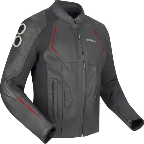 BERING blouson moto scooter RADIAL cuir homme toutes saisons BCB601 - Noir/Rouge