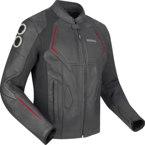 BERING motorcycle scooter jacket RADIAL man all seasons leather BCB601 - Black/Red