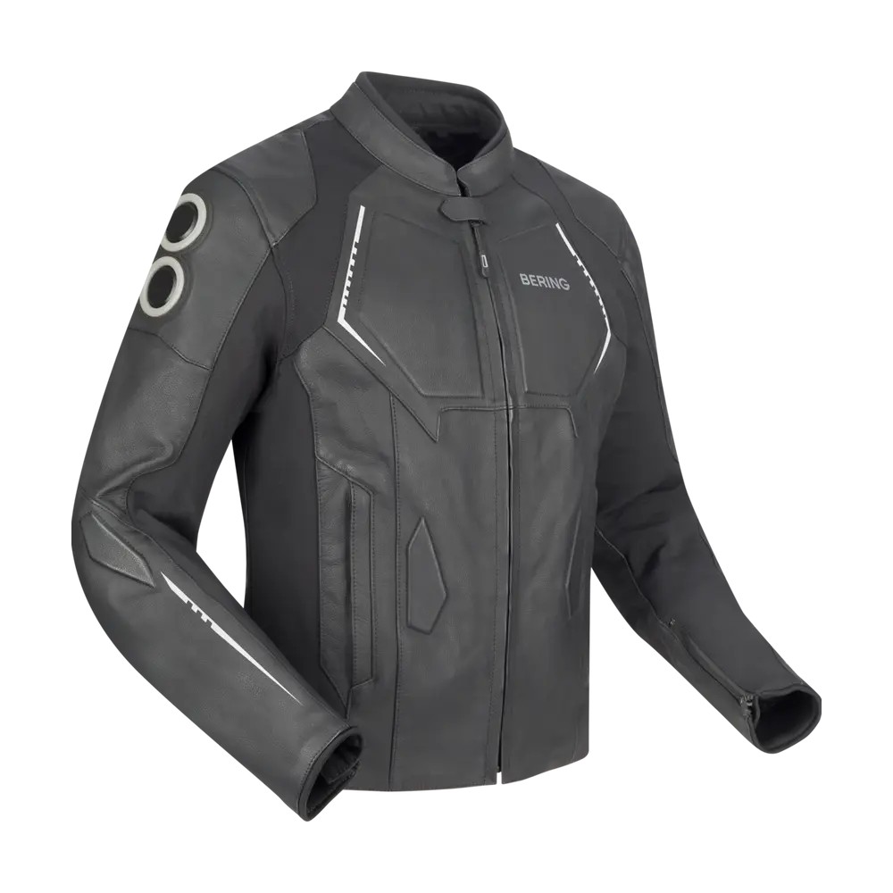 BERING blouson moto scooter RADIAL cuir homme toutes saisons BCB609 - Noir/Blanc