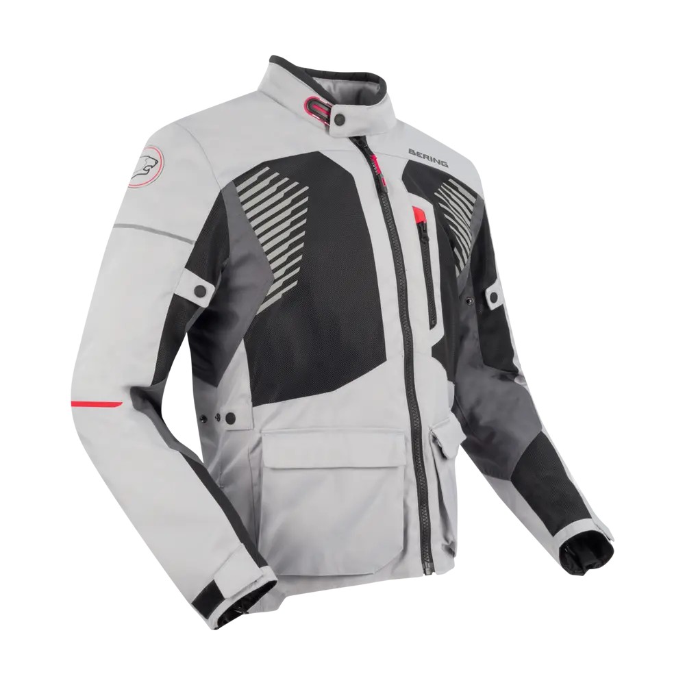 BERING motorcycle jacket BAKUNDU summer  man textile BTV831 - Grey/Black/Red
