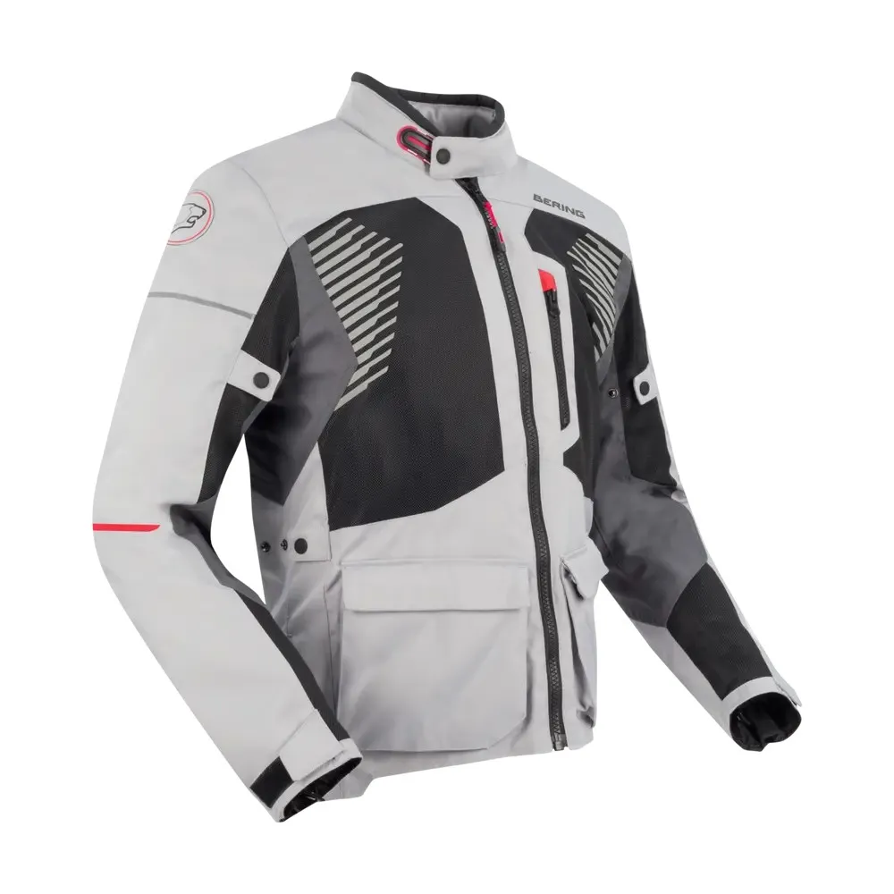 BERING motorcycle jacket BAKUNDU summer  man textile BTV831 - Grey/Black/Red