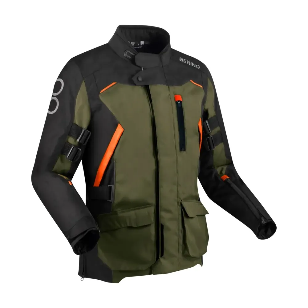 BERING motorcycle jacket CALGARY  winter mid-season man textile BTV875 - Black/Khaki/Orange