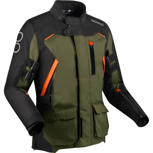 BERING motorcycle jacket CALGARY  winter mid-season man textile BTV875 - Black/Khaki/Orange