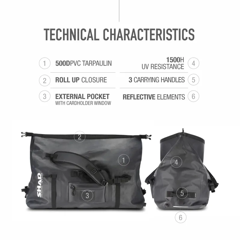 SHAD sac arrière étanche moto scooter quad voyage 20L étanche - X0SW80
