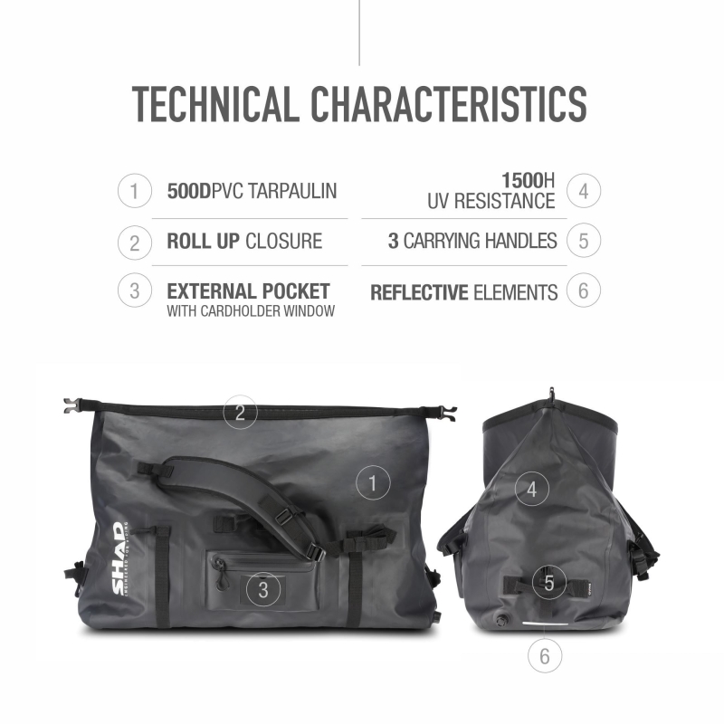 SHAD waterproof Motorcycle Scooter Quad Travel Rear Bag 20L Waterproof - X0SW80