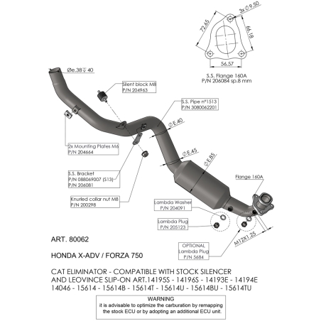 LEOVINCE HONDA X-ADV 750 / 2017 2025 INOX header not app - 80062