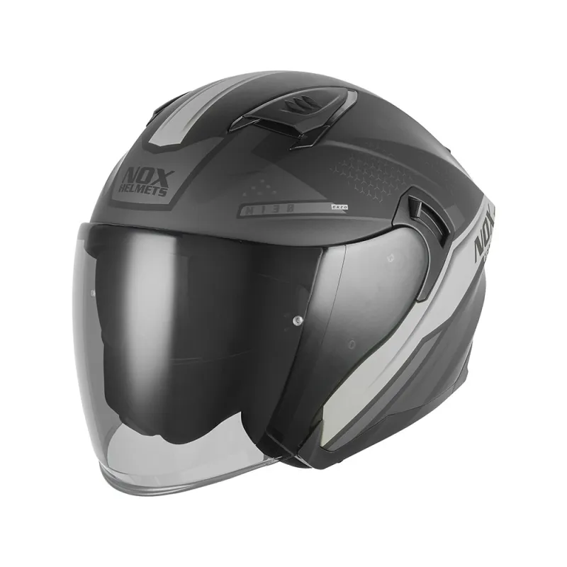NOX jet helmet moto scooter N130 EKTO noir mat / argent