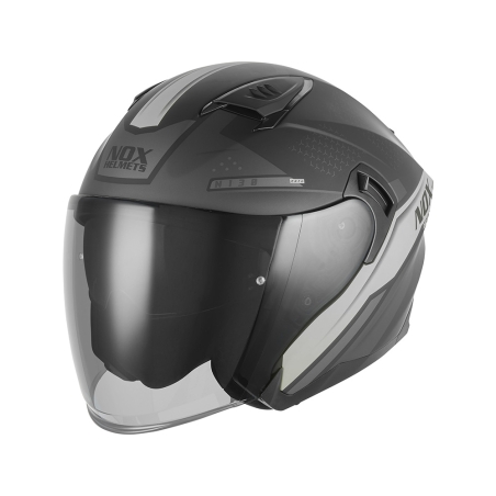 NOX casque jet moto scooter N130 EKTO noir mat / argent
