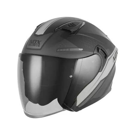 NOX casque jet moto scooter N130 EKTO noir mat / argent
