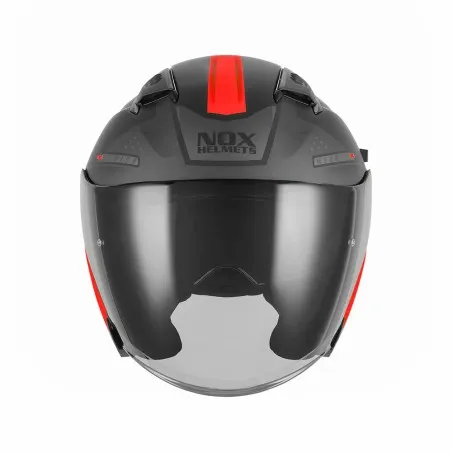 NOX jet helmet moto scooter N130 EKTO matt black / red
