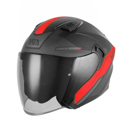 NOX jet helmet moto scooter N130 EKTO matt black / red