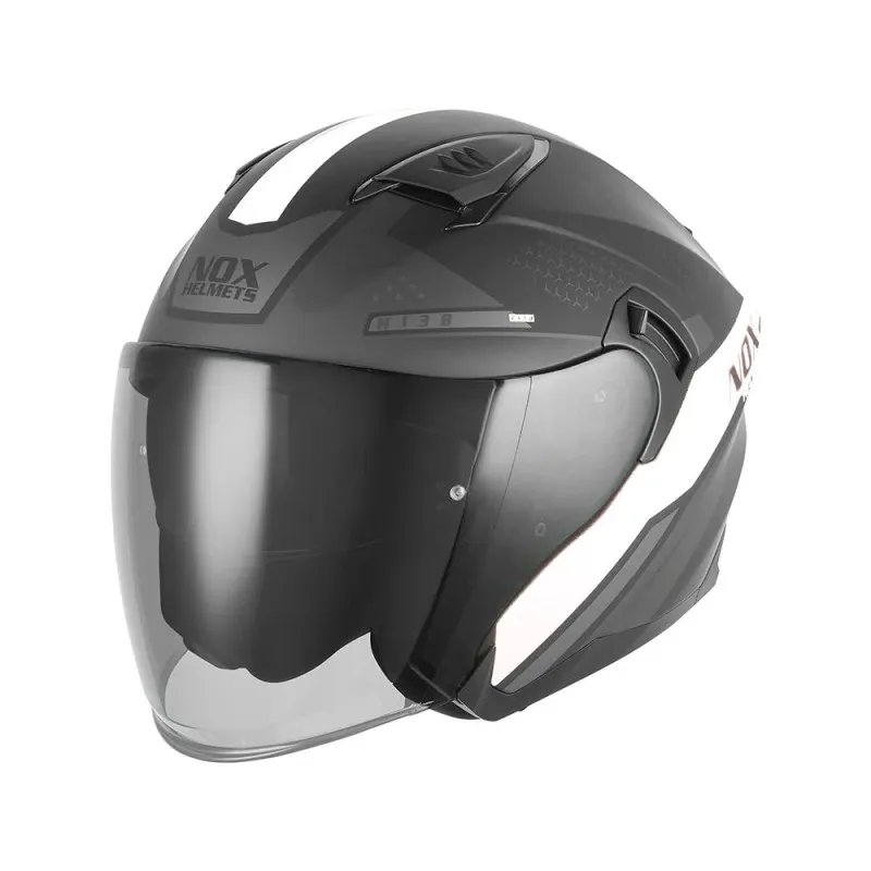 NOX casque jet moto scooter N130 EKTO noir mat / blanc